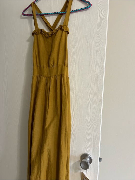 Zara Dresses & Skirts - Zara Mustard Yellow Sleeveless Linen-Feel Dress